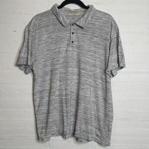 Agave Denim Tulie Polo Shirt Men L Gray Marble Jersey Knit Cotton Made in USA